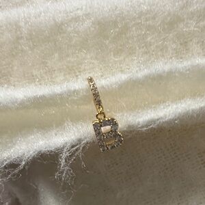 Gold Initial 'B' Pendant with Crystals